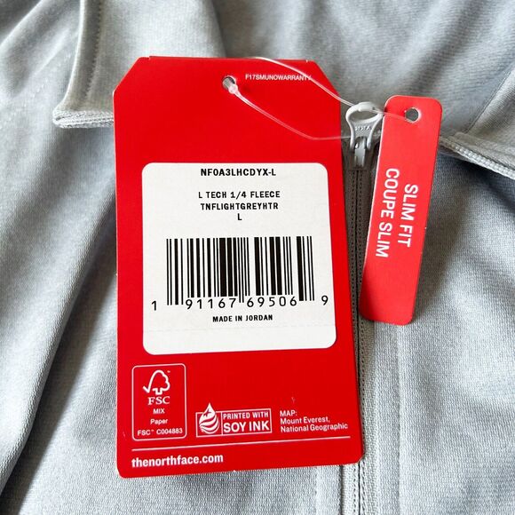 The North Face Women's Tech 1/4 Zip Lt Grey Fleece Top Large - Ducks Embroidery - Picture 8 of 9